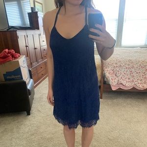 Blue lace Francesca’s formal dress